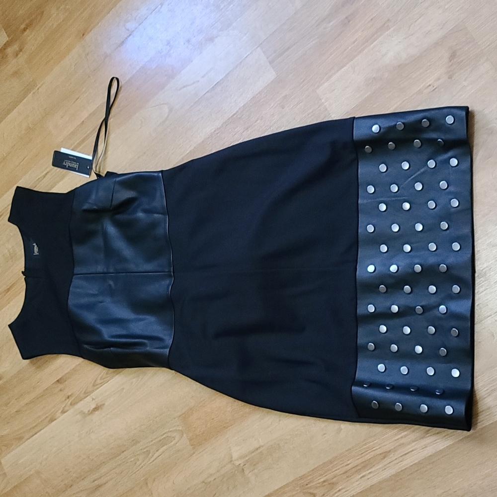 Laundry by Shelli Segal Leatherette and studded Dress NWT black dress size 6